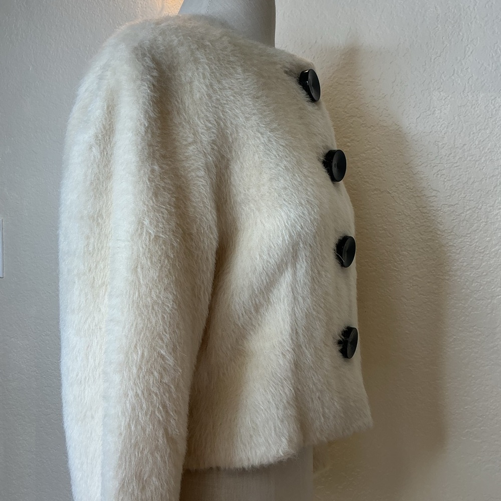 Christian DIOR Alpaca and Wool. White Women's Jacket with Black Buttons.